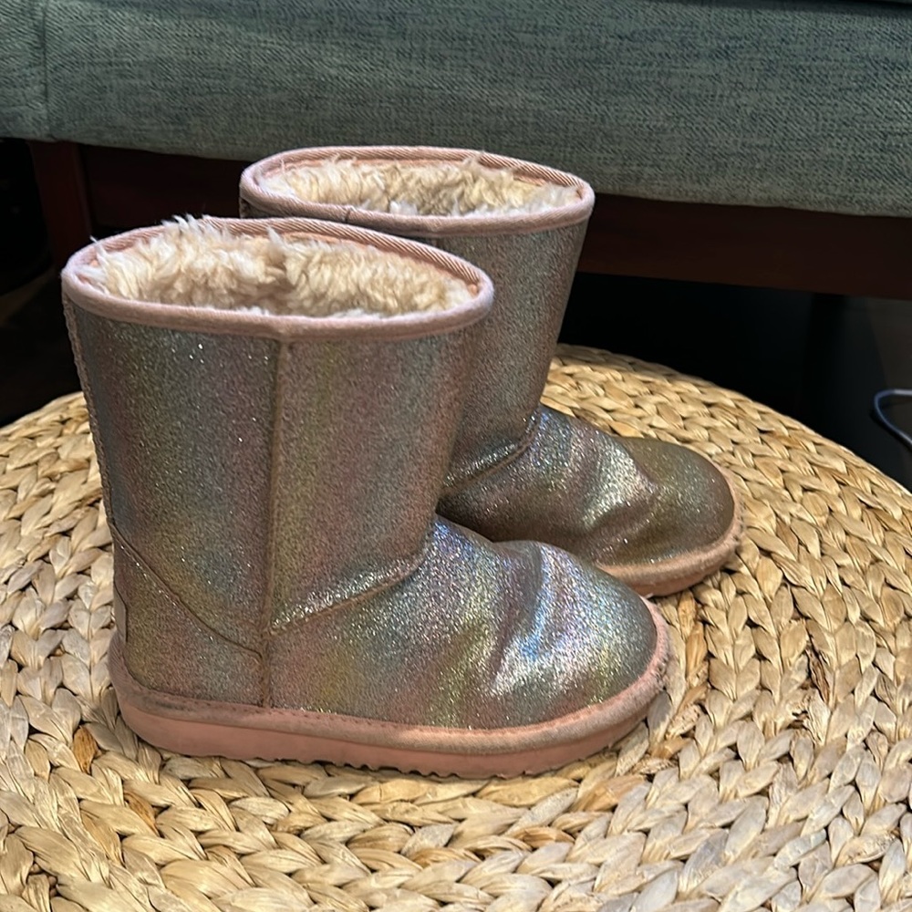 Sparkly Rainbow Pink kids UGGS size 13